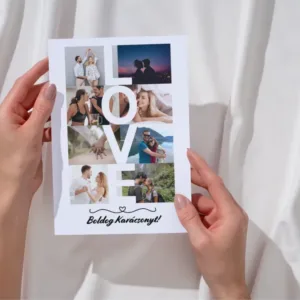 Függőleges LOVE felirattal kollázs