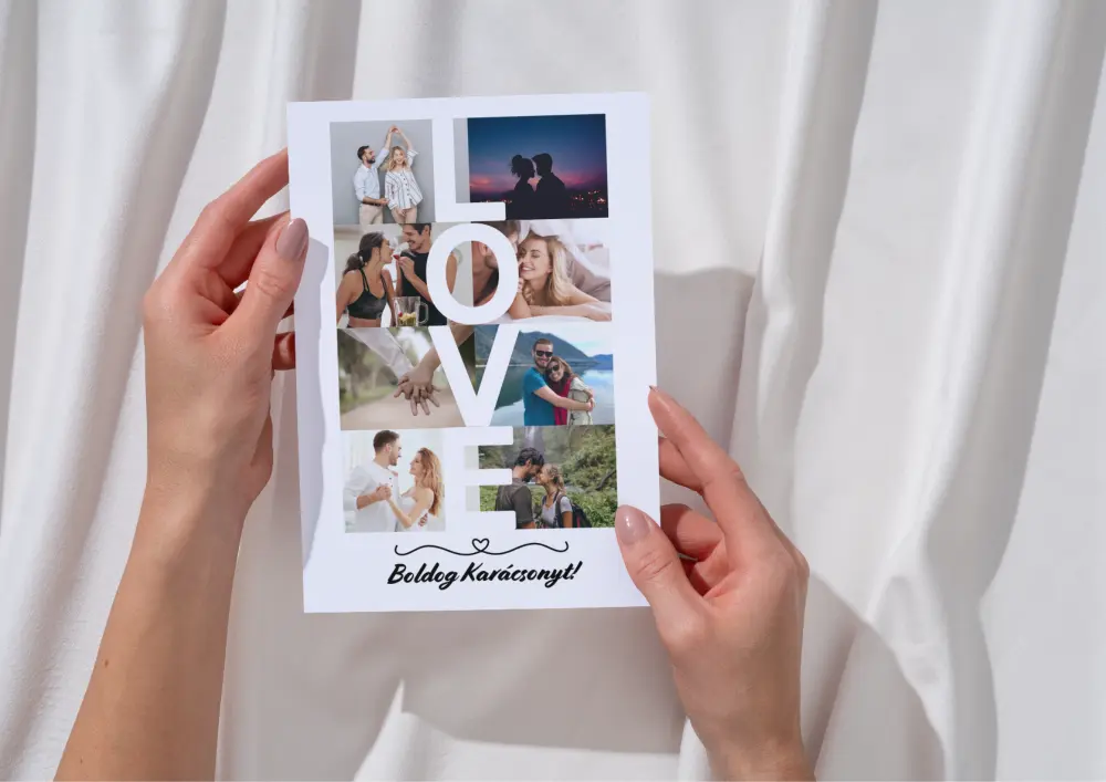 Függőleges LOVE felirattal kollázs